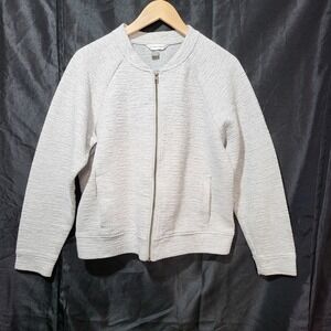 Christopher & Banks Women's Textured Zip Front Bomber Jacket Light Gray Size L